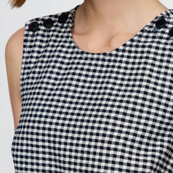 Gap × DÔEN Responsibly Made Sleeveless Navy Denim Gingham Mini Dress 10 - Picture 7 of 8